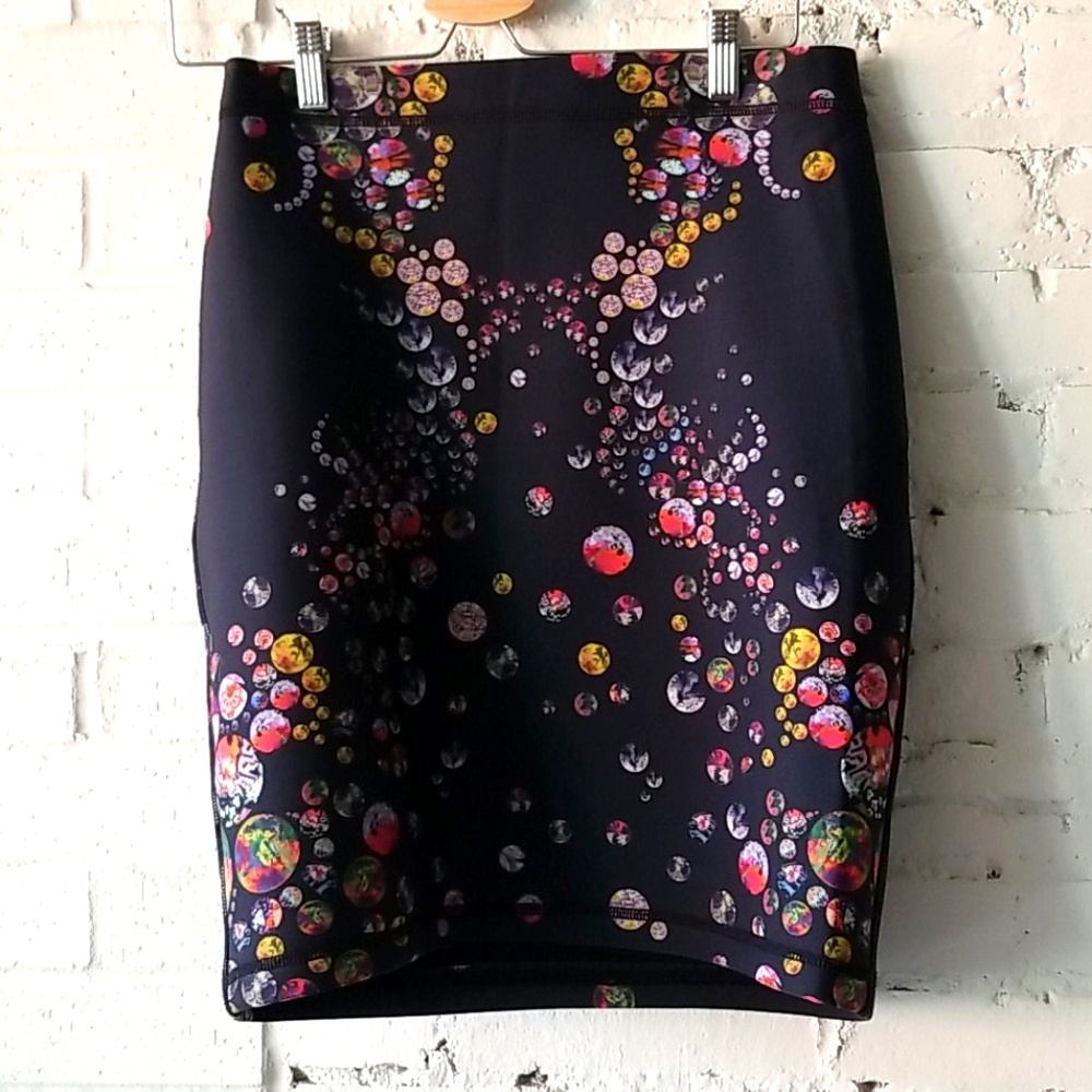 Cynthia Rowley Skirt, Black Botanical Dot